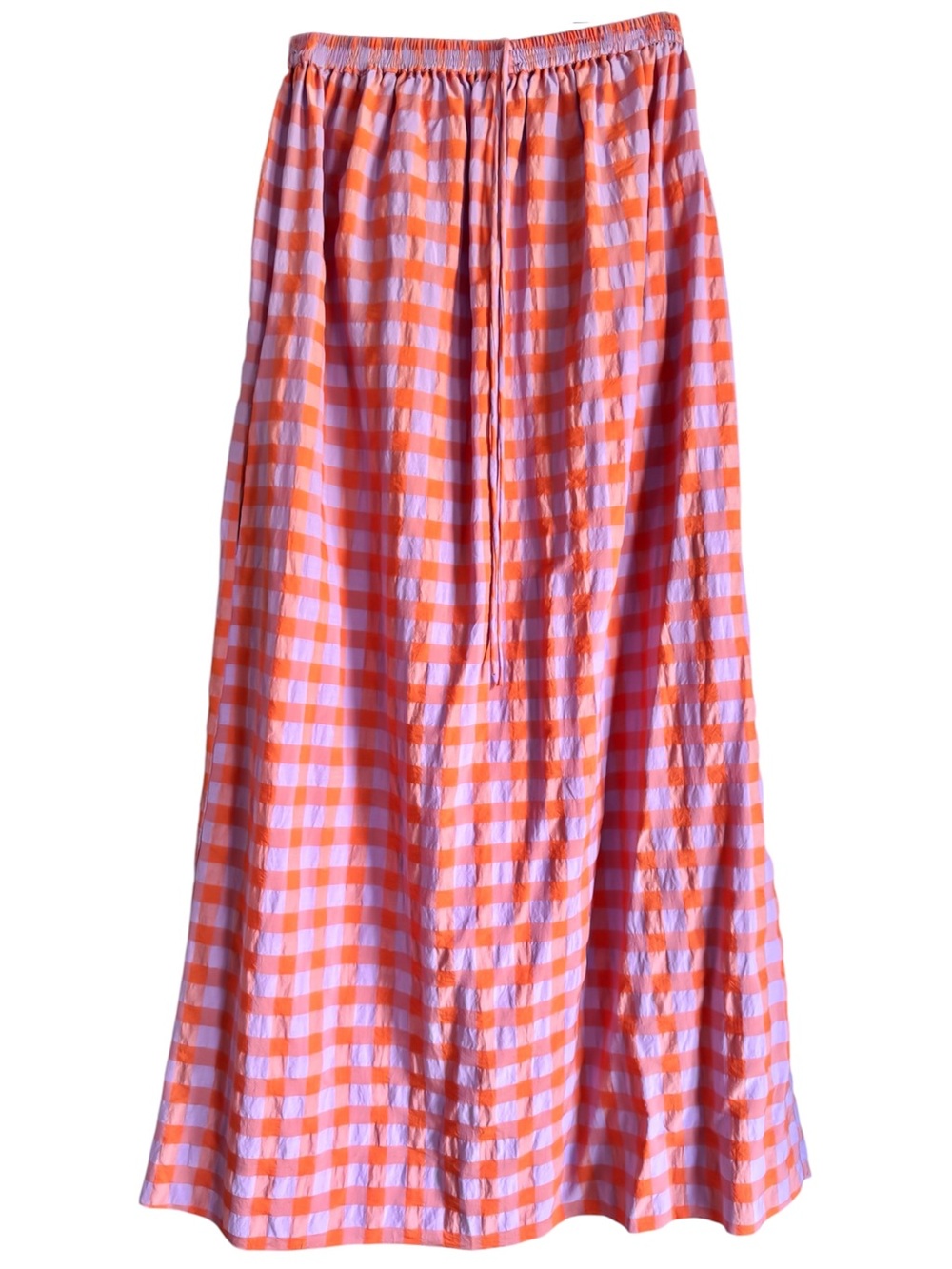 Zara Pink and Orange Gingham Maxi Skirt - Picture 2 of 4